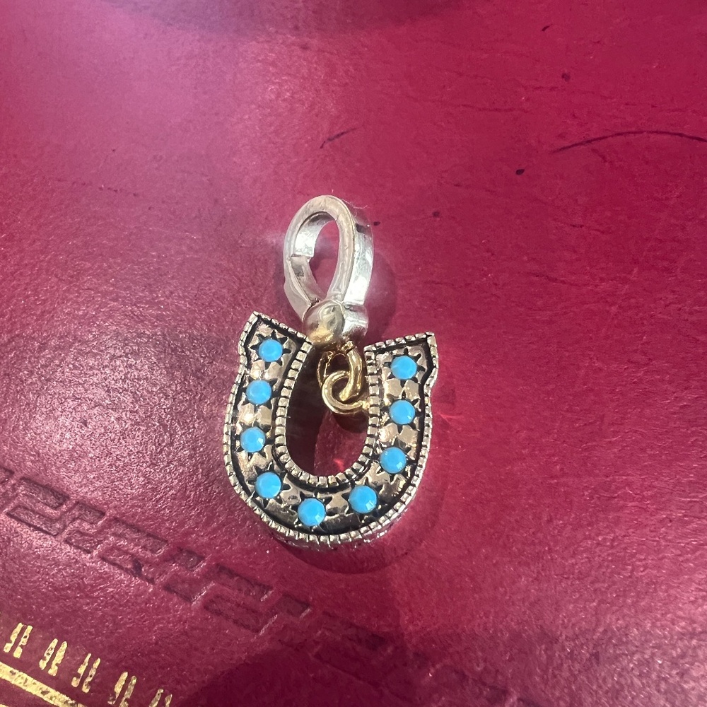 Juicy Couture "U" Charm Blue Crystal Horseshoe Style